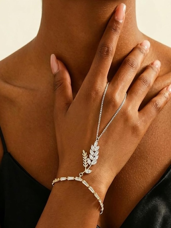 Jewelry - Silver Leaf Connector Bracelet Necklace - Women's Silver Jewelry
